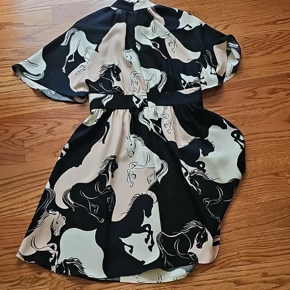 Authenic Kate Spade  Black & Cream Horse Print Dress - Picture 3 of 3